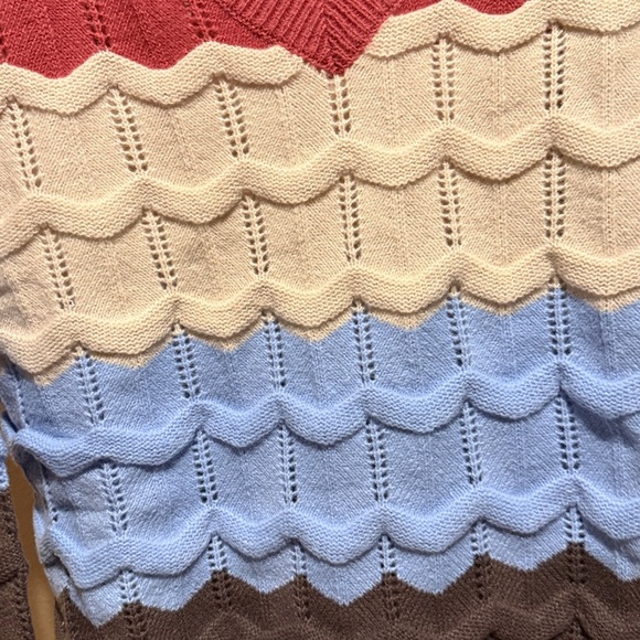 DAVI & DANI Women’s V-Neck oversized Sweater in Mauve, Cream, Blue, and Brown​ - Picture 5 of 8